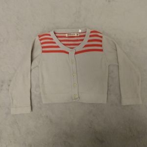 IMPS & ELFS gray and red unisex button down organic cotton cardigan 3y